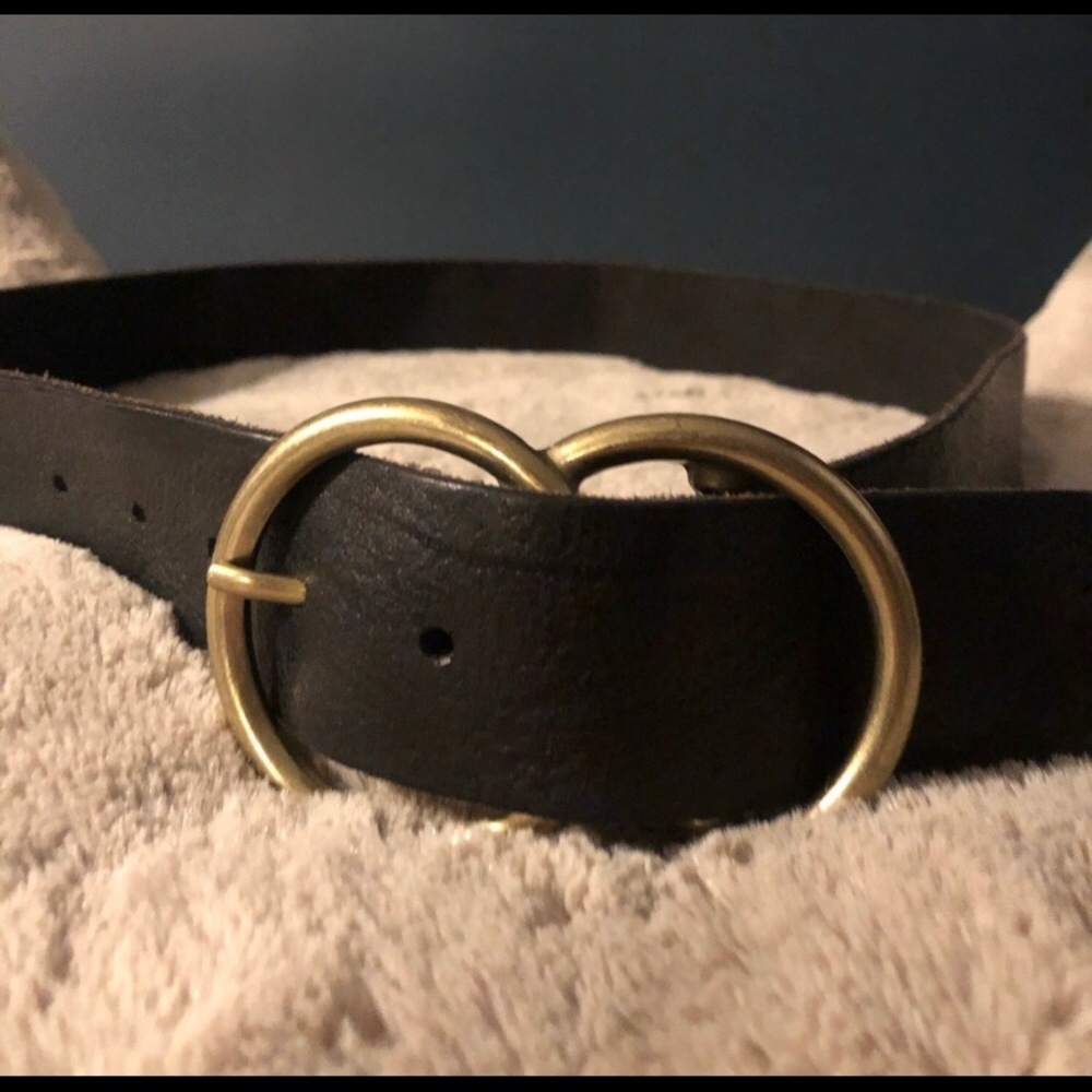 Genuine Leather Gold Double Circle Belt